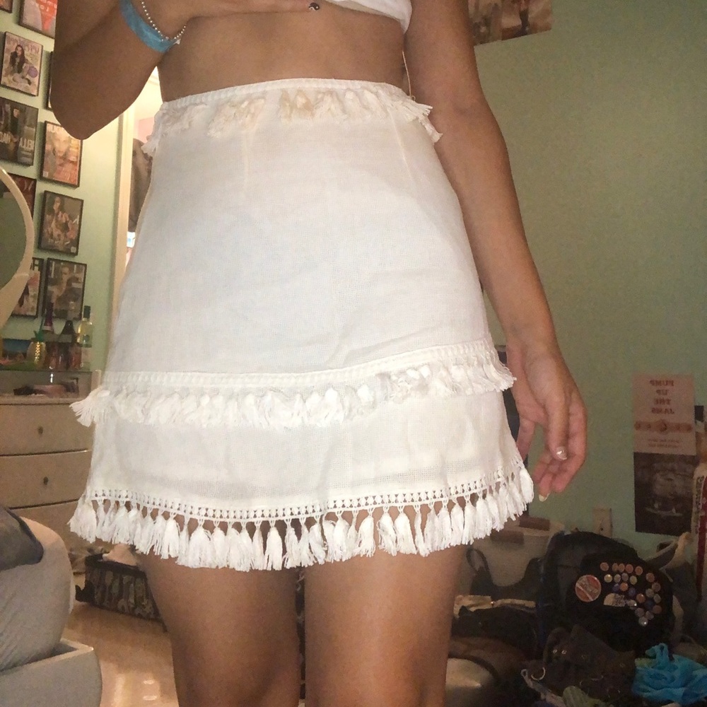 White tassel skirt